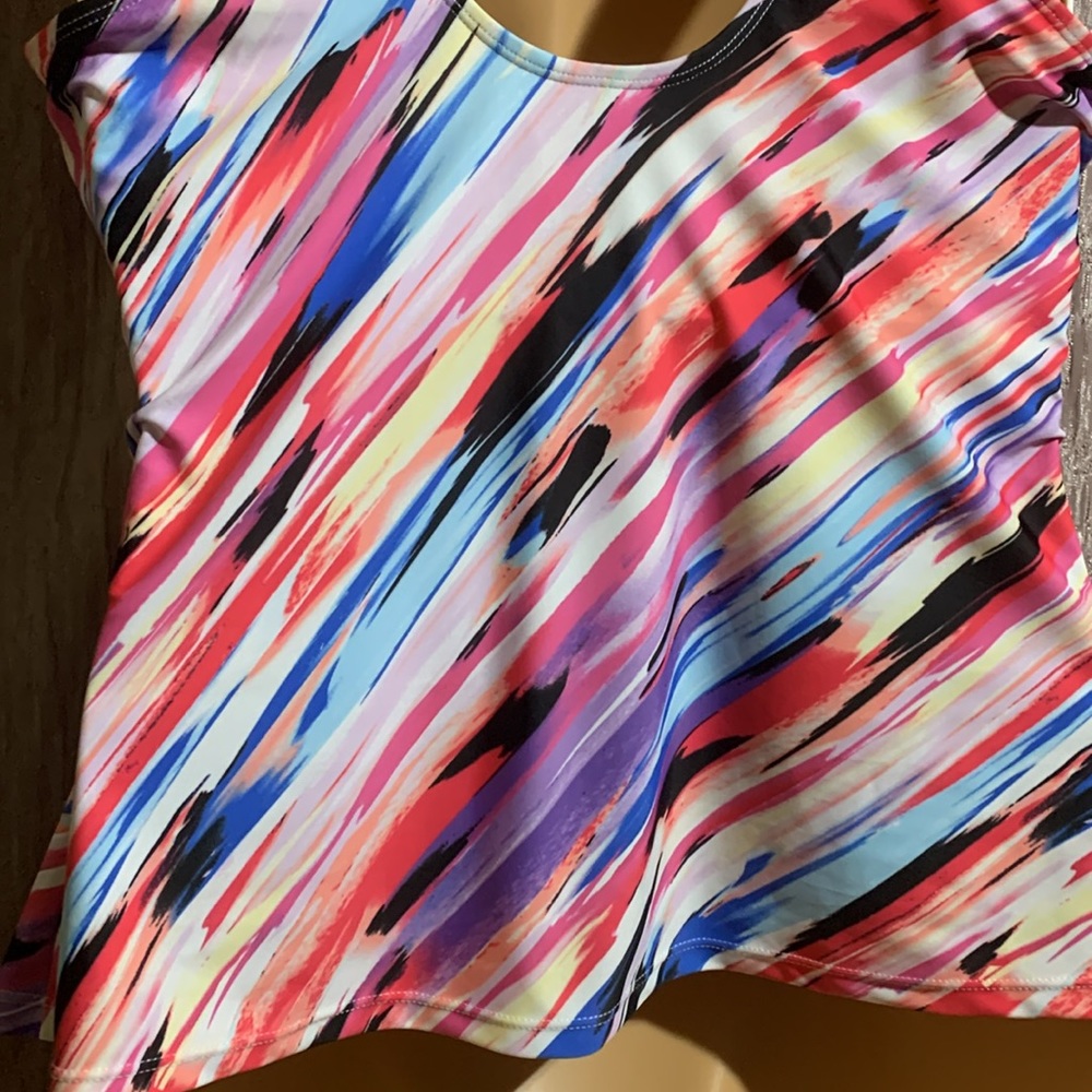 Swimsuits For All Multicolor Striped Swim Top - Picture 10 of 16